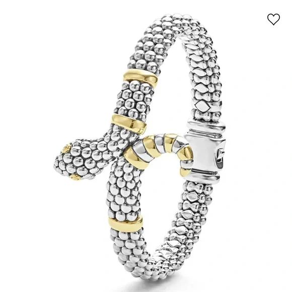 RARE WONDERS Two-Tone Snake Rope Bracelet from Lagos Size 6.5 & 7 - Picture 2 of 11